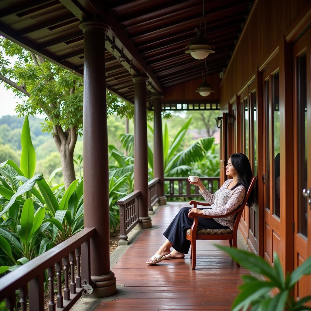 Relaxing on the Veranda of a Homestay in Kuantan Alor Akar