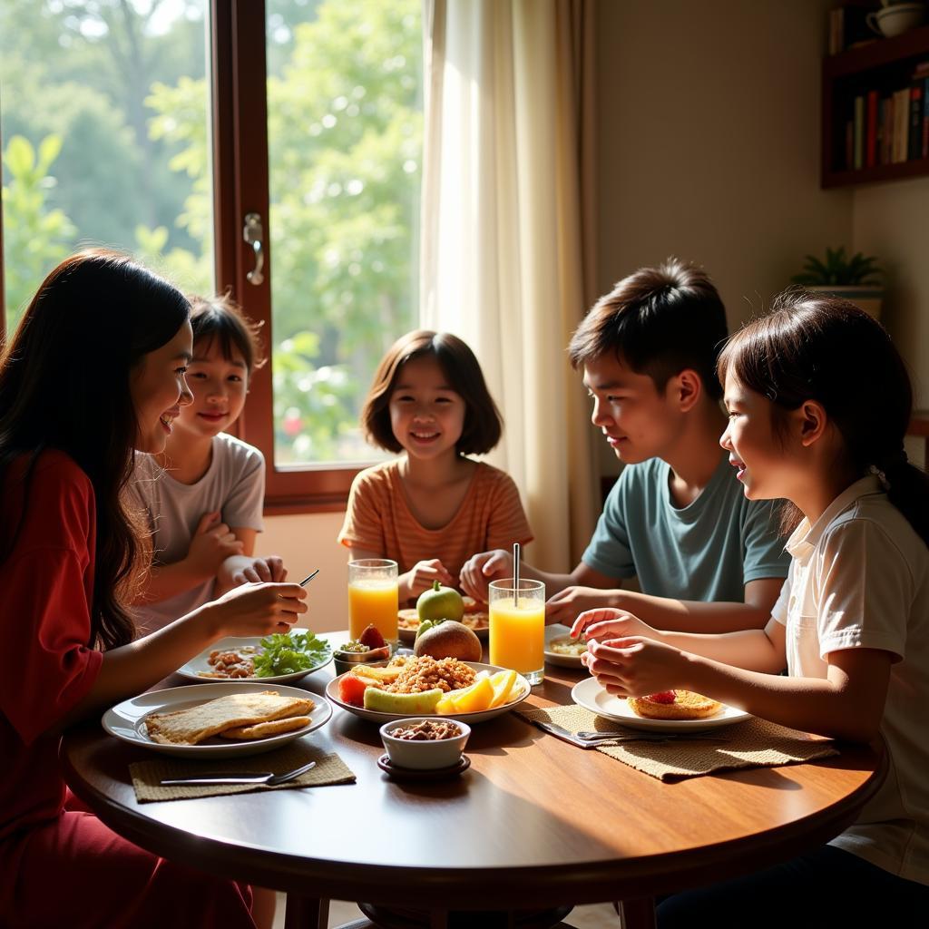 Enjoying a Traditional Malaysian Breakfast with Your Host Family