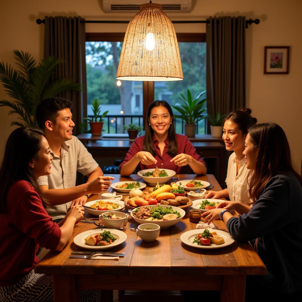 Family dinner at a Melaka homestay