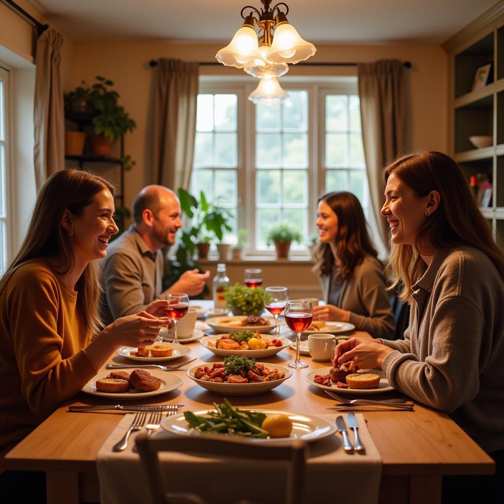 Family dinner at a homestay near UCI