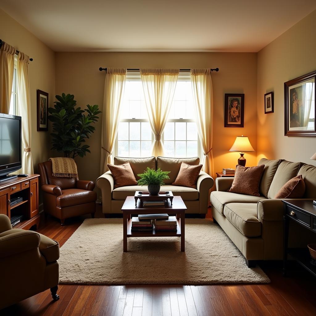 Cozy living room in a New Jersey homestay