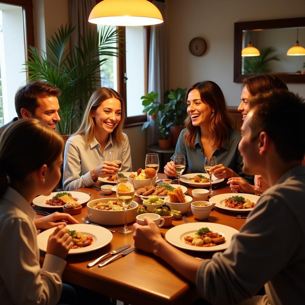 Family Dinner in a Spanish Homestay