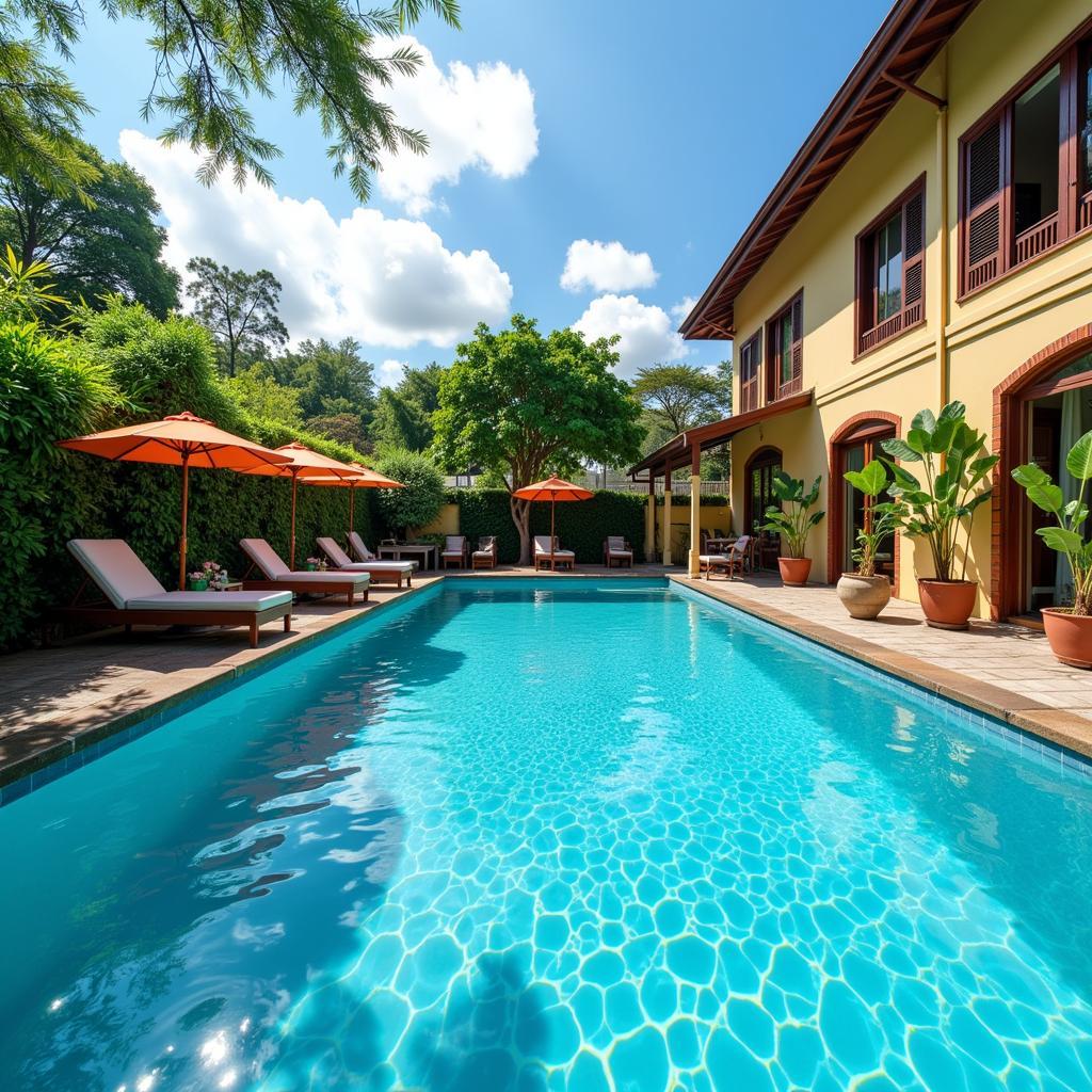 Relaxing by the pool at a homestay in Alor Setar