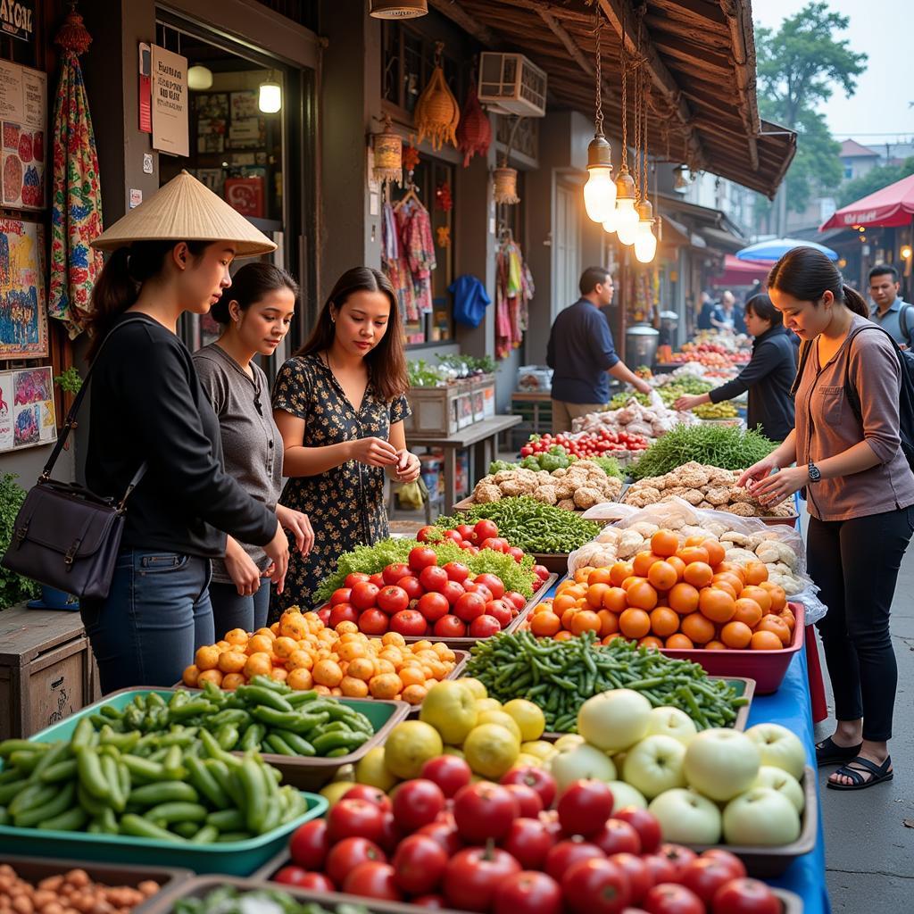 Exploring the Local Market near Homestay Rose 308