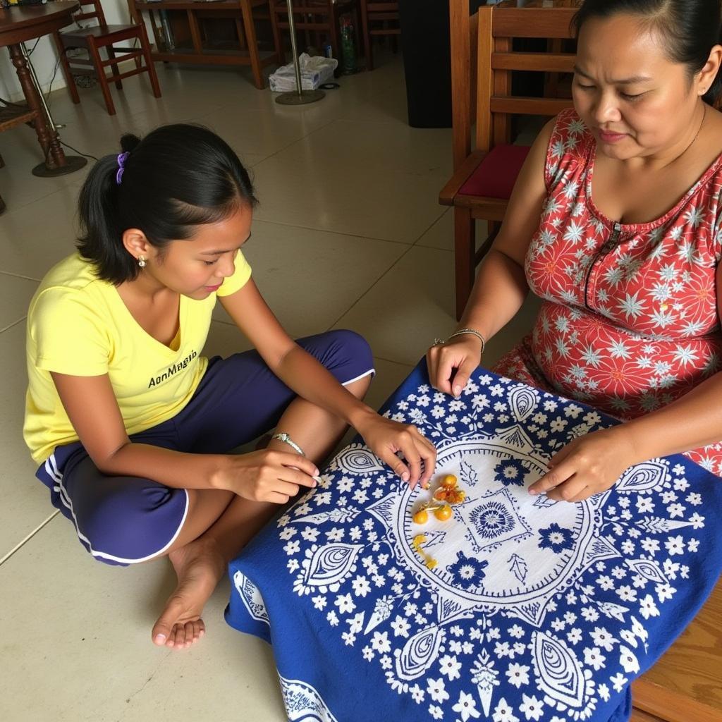 Learning traditional Malaysian crafts at a Segamat homestay