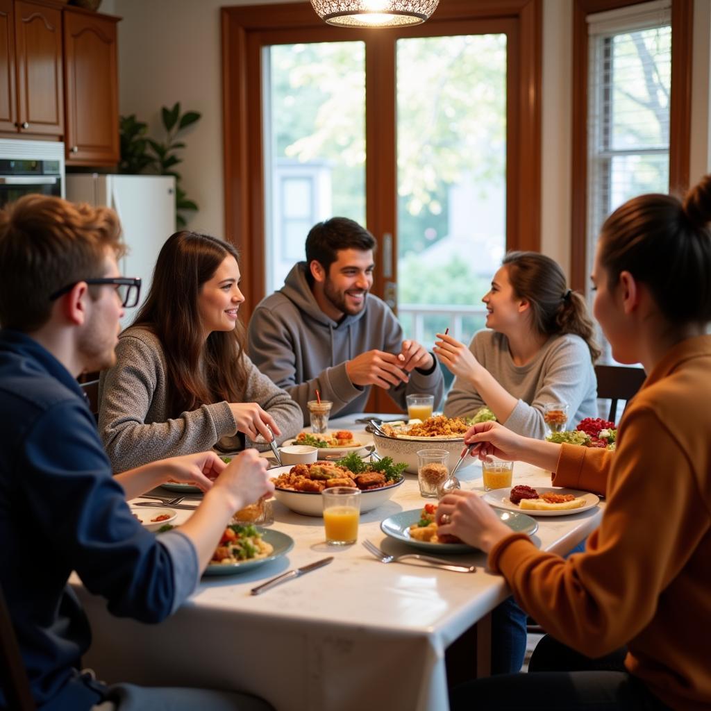 Student having dinner with a host family in Toronto