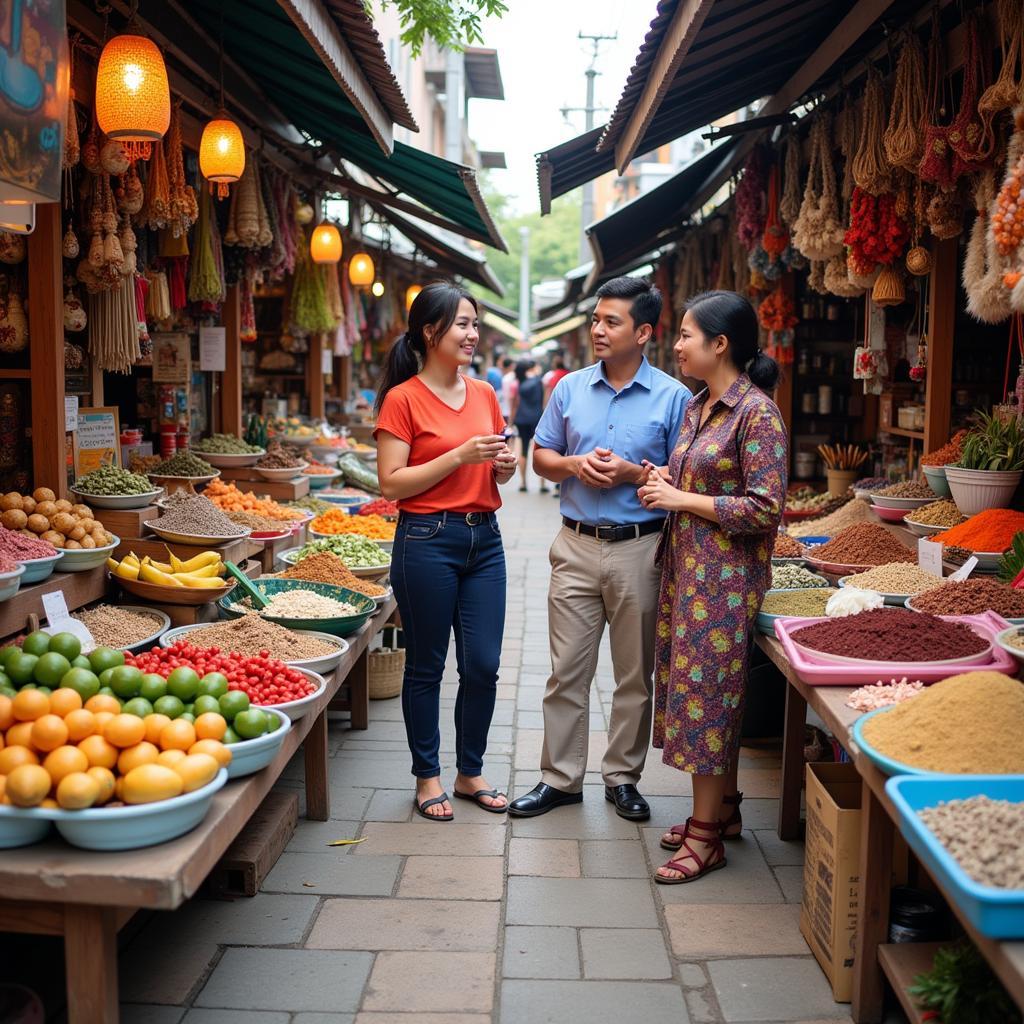 Experiencing the vibrant local market with your homestay host