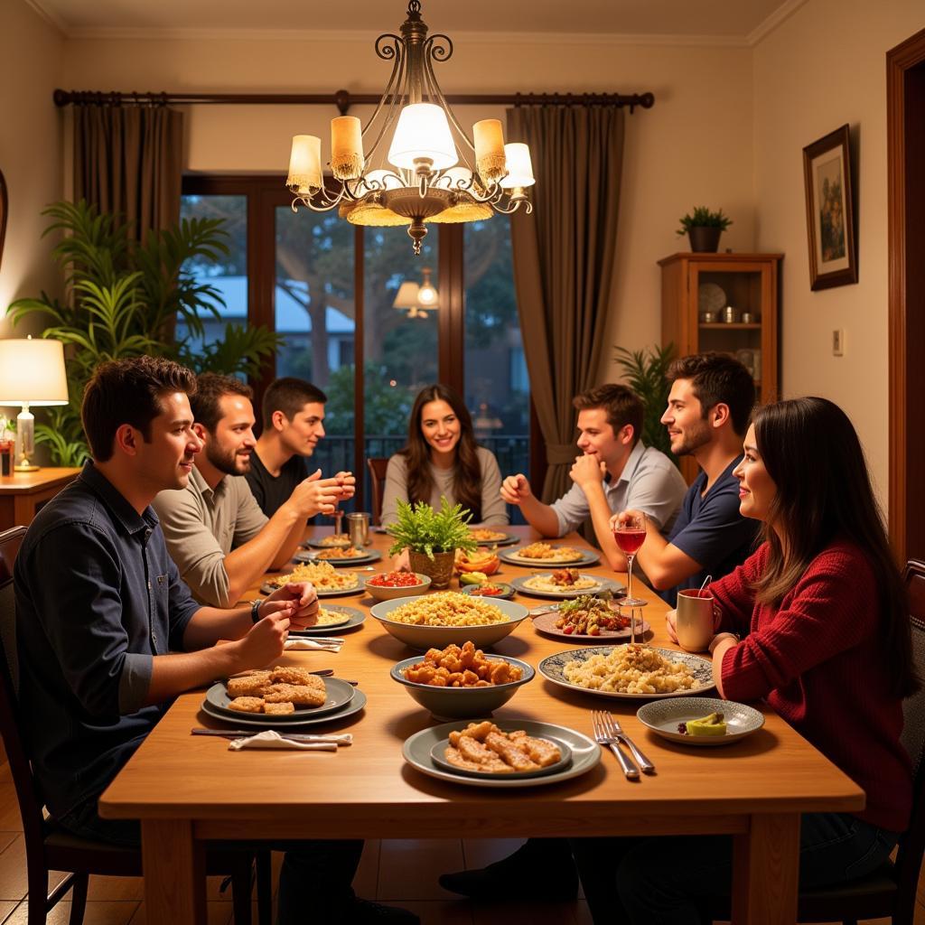 Family Dinner in a Spanish Homestay