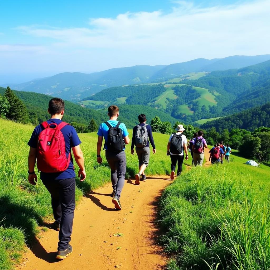 Group of trekkers enjoying the scenic beauty of Chikkamagalur