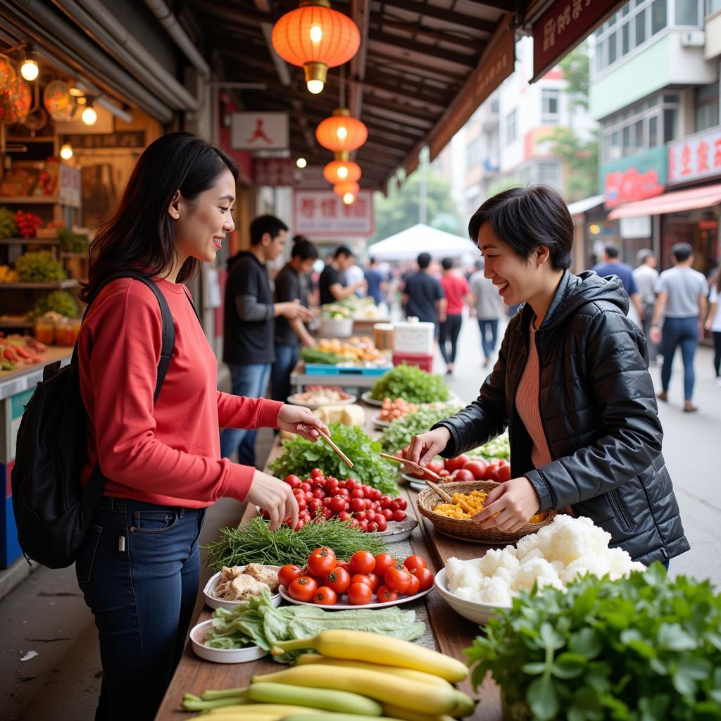 Exploring a local Hong Kong market with a homestay host