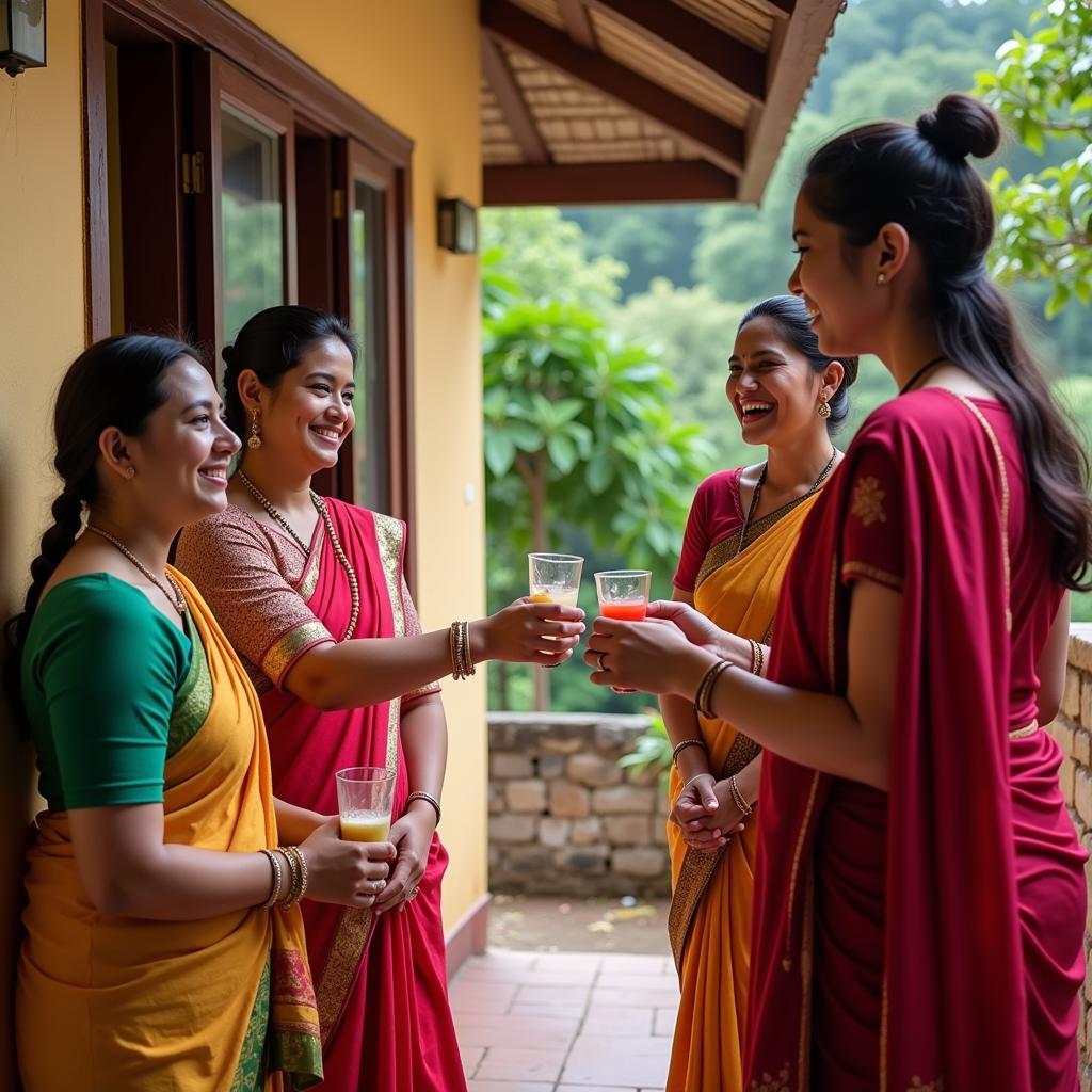 A local family welcoming guests to their homestay in Hosur