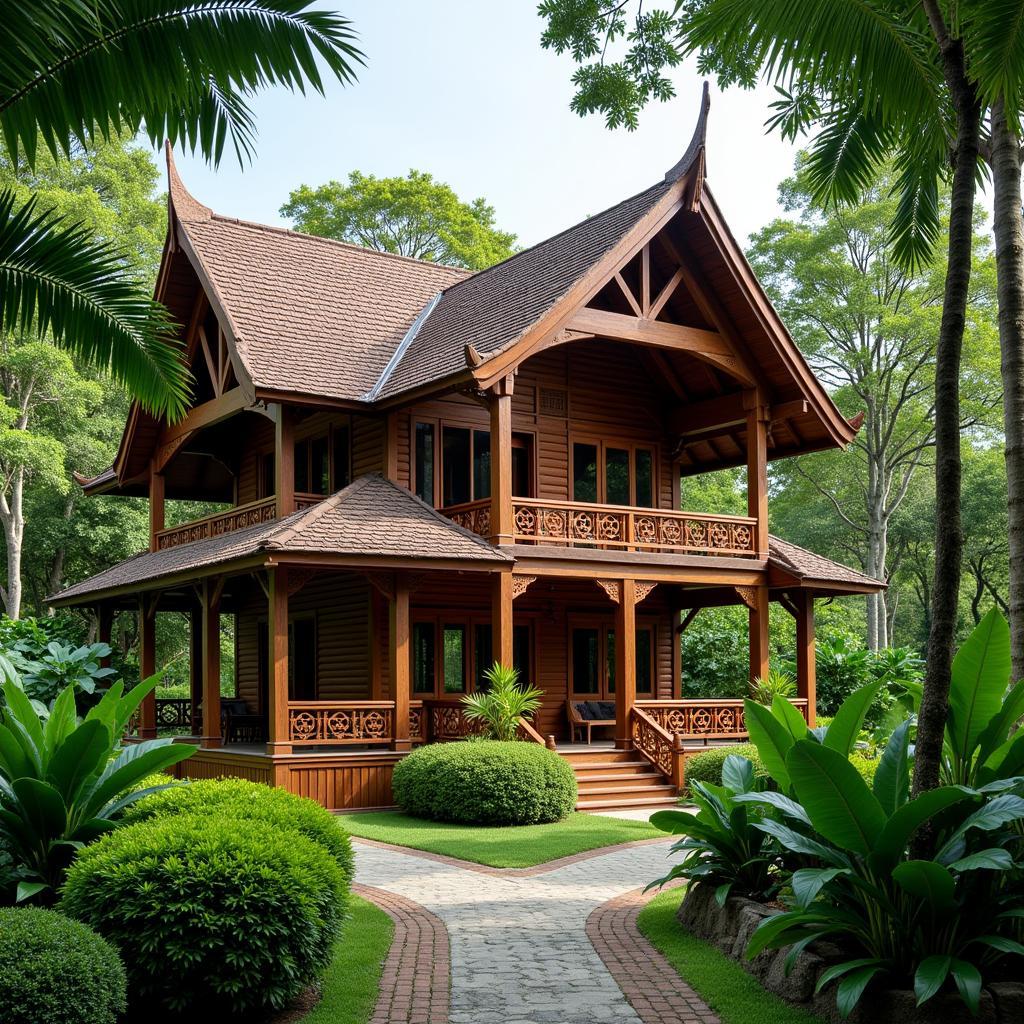 Traditional Malaysian Banglo Exterior in Hulu Langat