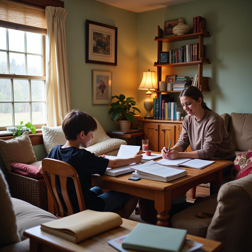 Indiana Homestay Student Studying