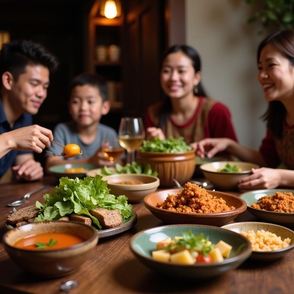 Javanese Family Sharing a Meal in a Homestay in Yogyakarta