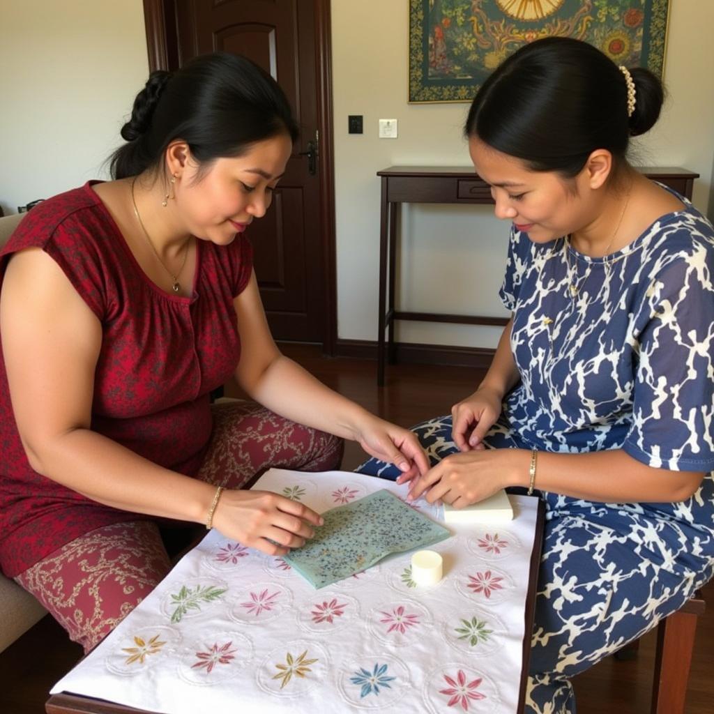 Guests participating in cultural activities at a Jogja homestay