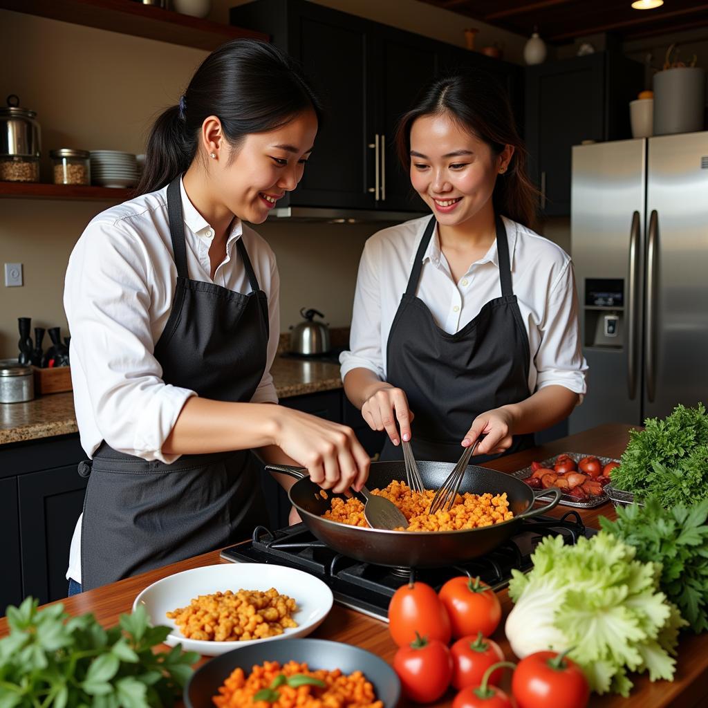 Participating in a cooking class at a homestay in Johor Bahru