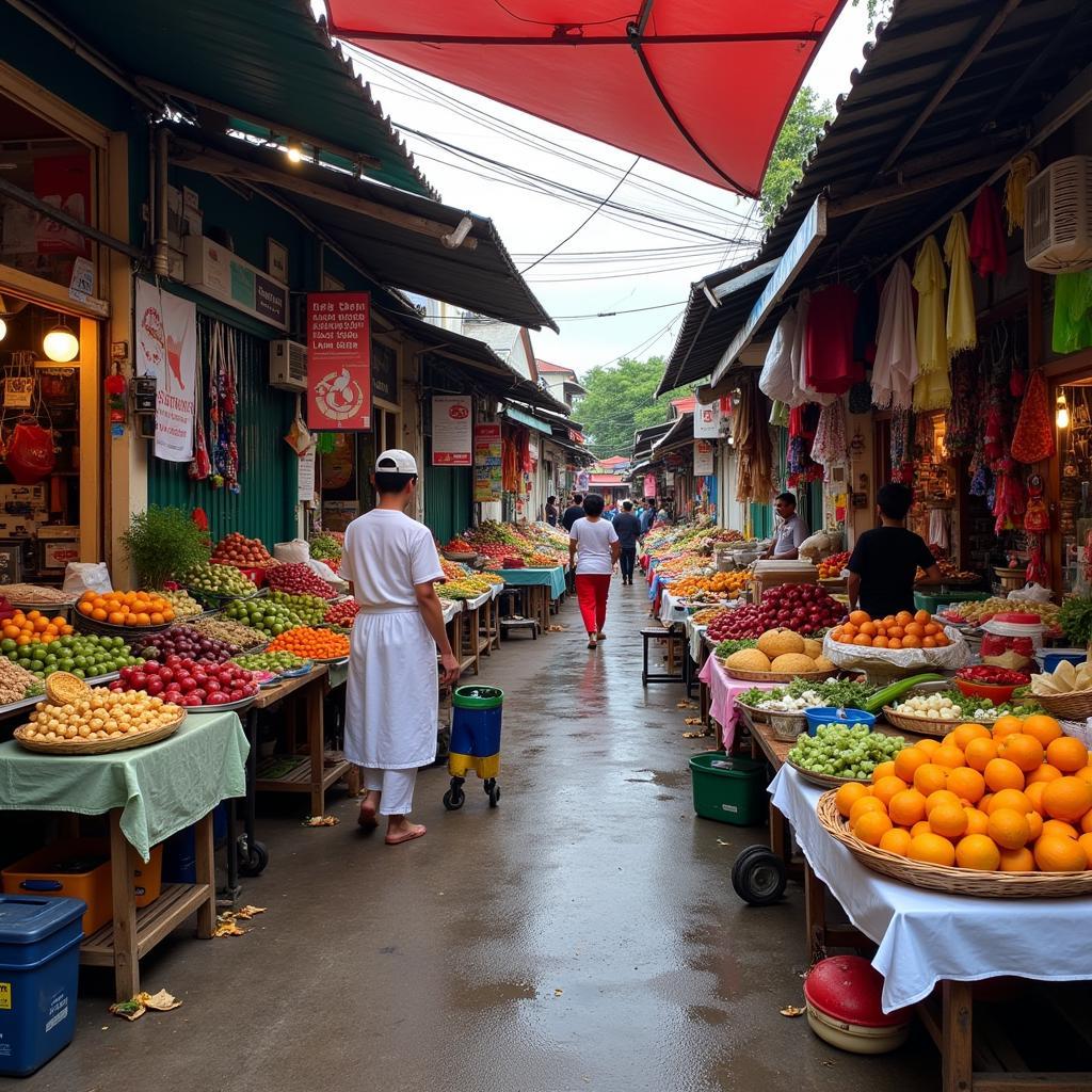 Vibrant local market near a banglo homestay in Johor Bahru