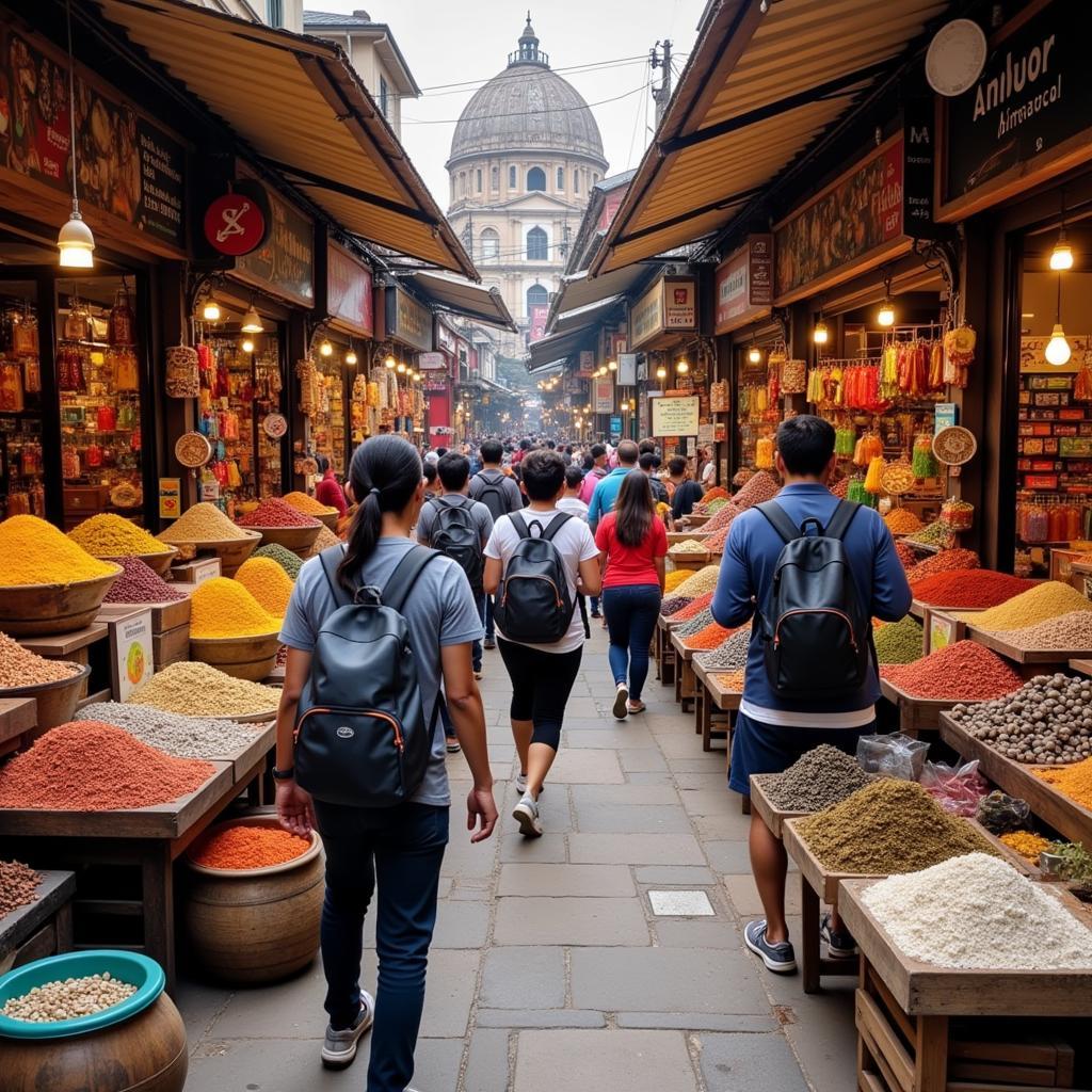 Exploring the vibrant local market in Johor, Malaysia, during a homestay experience.