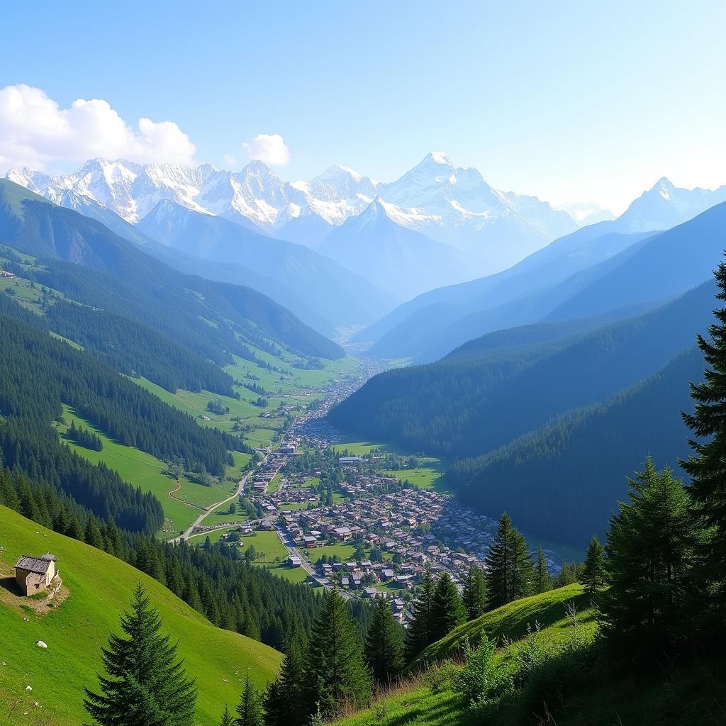 Panoramic view of Kakani village and the Himalayas