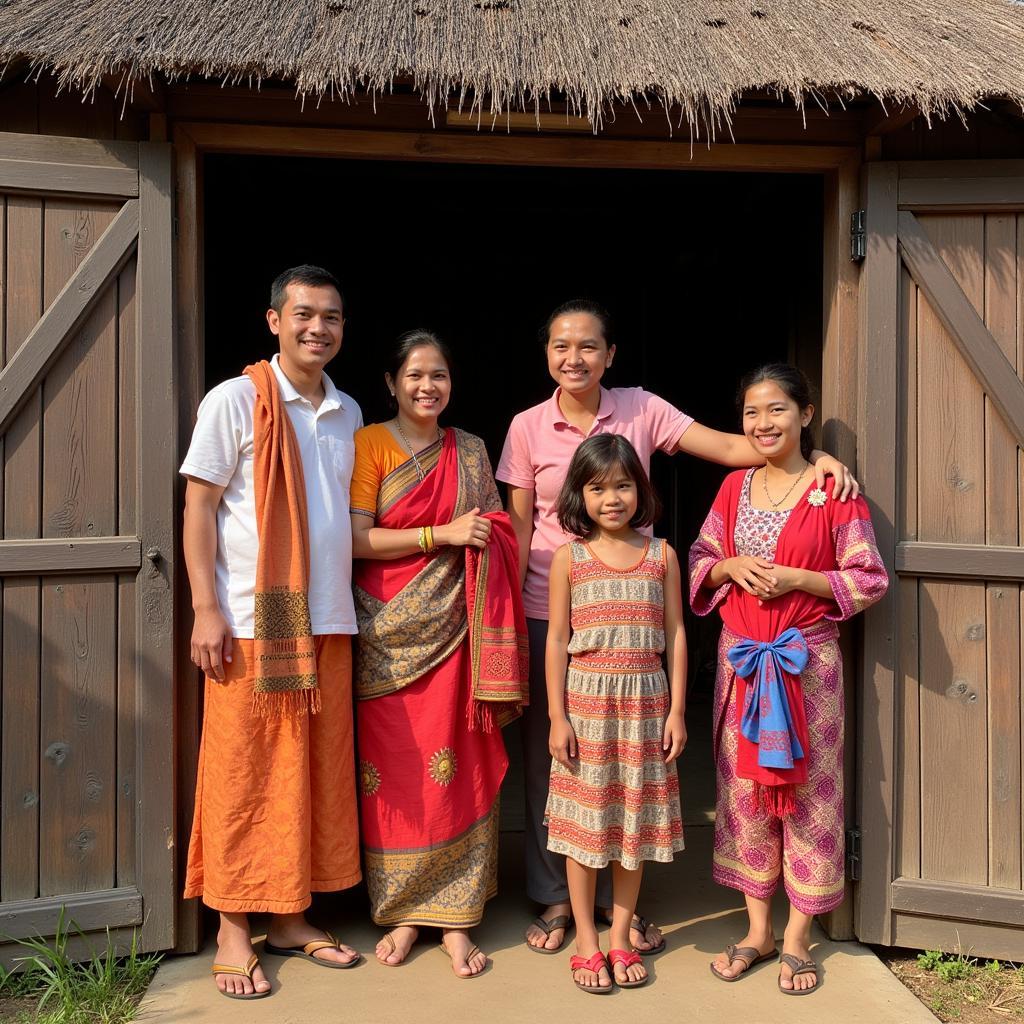 Family welcoming guests at a homestay in Kalahasti