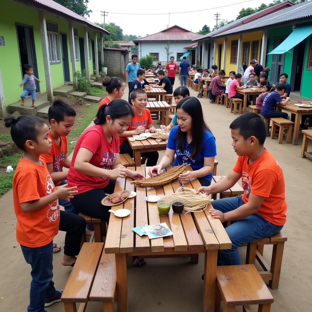 Guests participate in traditional Malaysian activities at a kampung homestay.