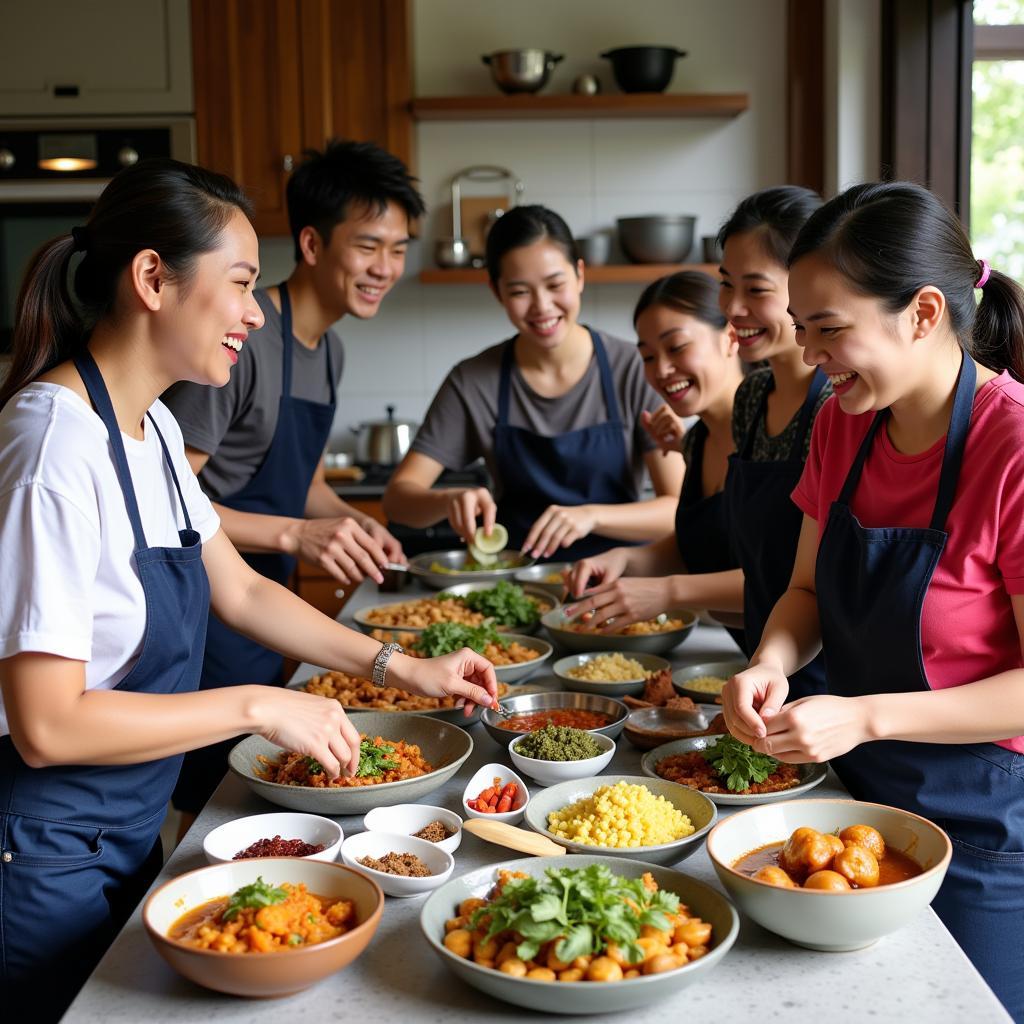 Guests enjoying activities at a homestay in Kampung Sungai Haji Dorani