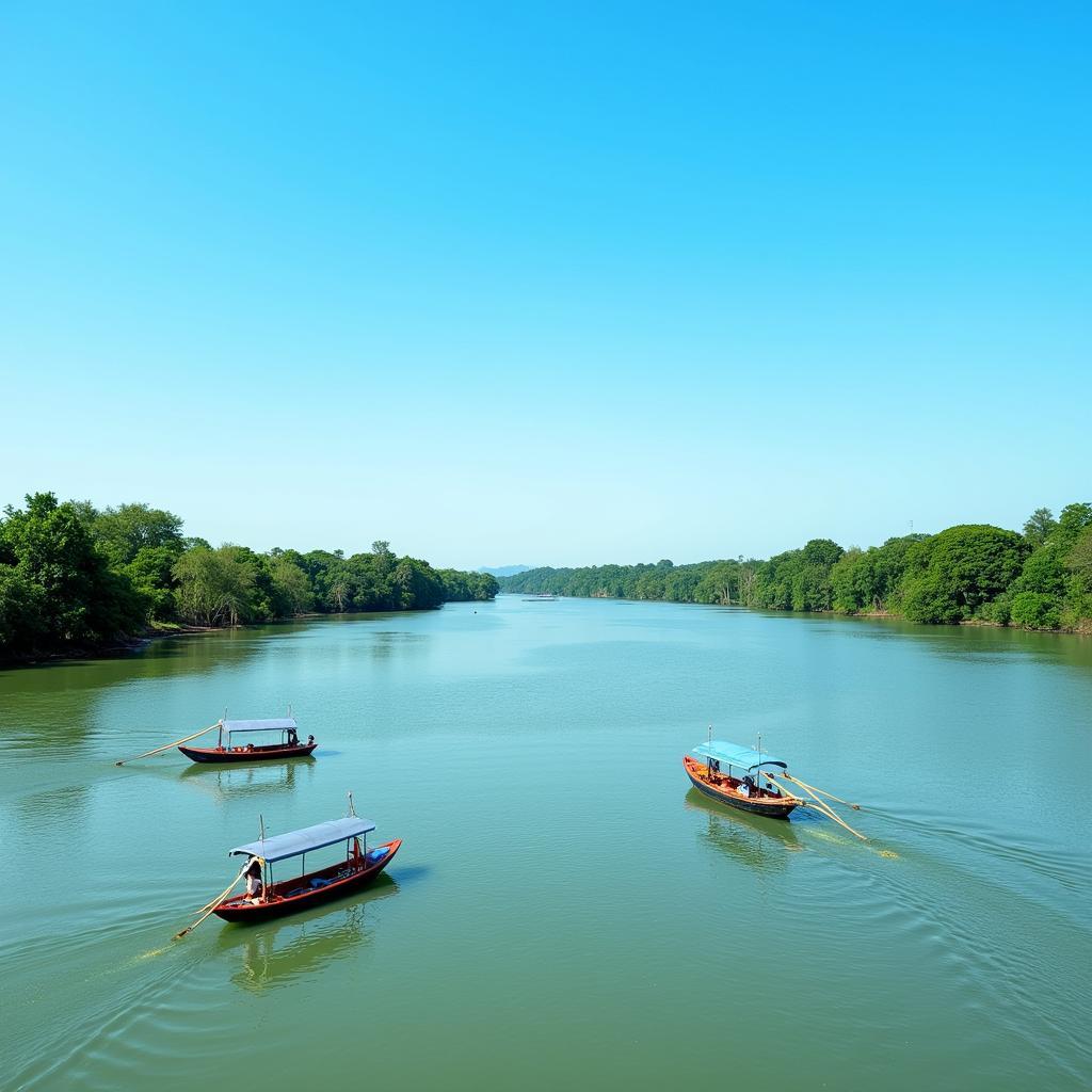 Scenic view of the river and surrounding area in Kampung Sungai Haji Dorani