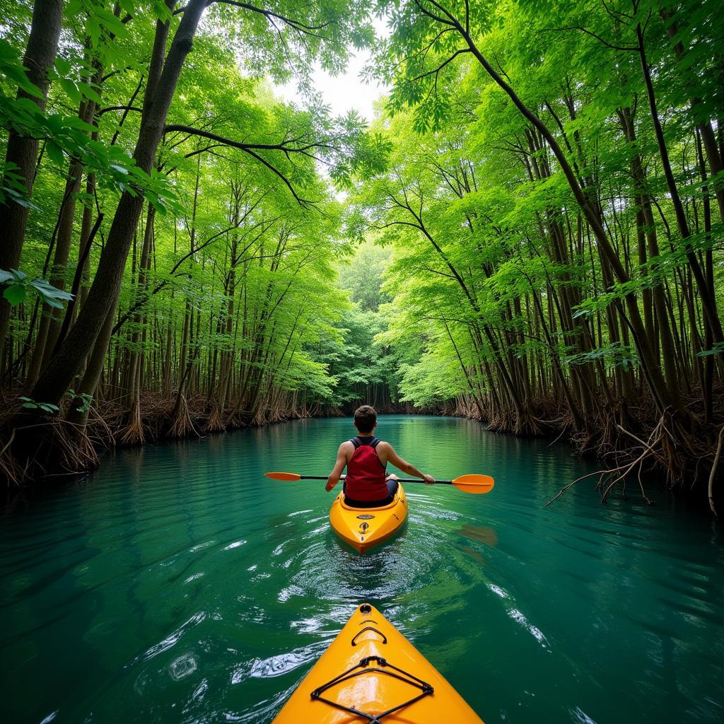 Kayaking through the mangrove forests of Bangsray