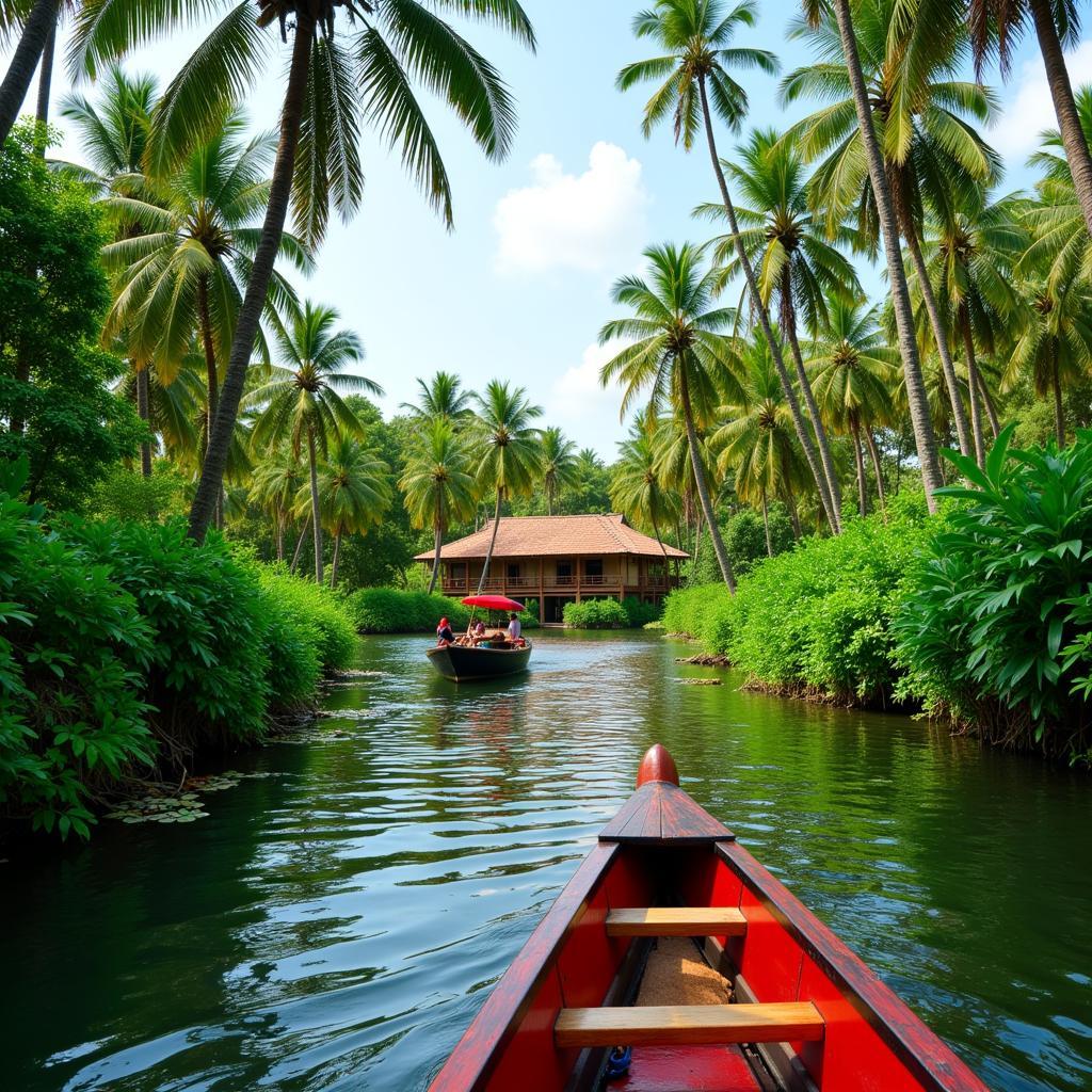 Canoe tour of the Kerala Backwaters from a homestay