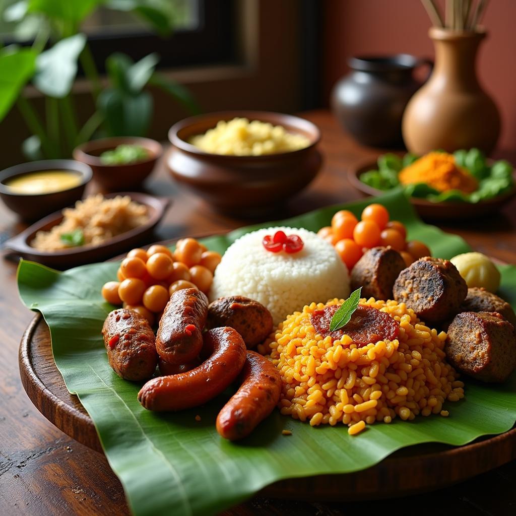 Enjoying a traditional Kerala meal in a homestay