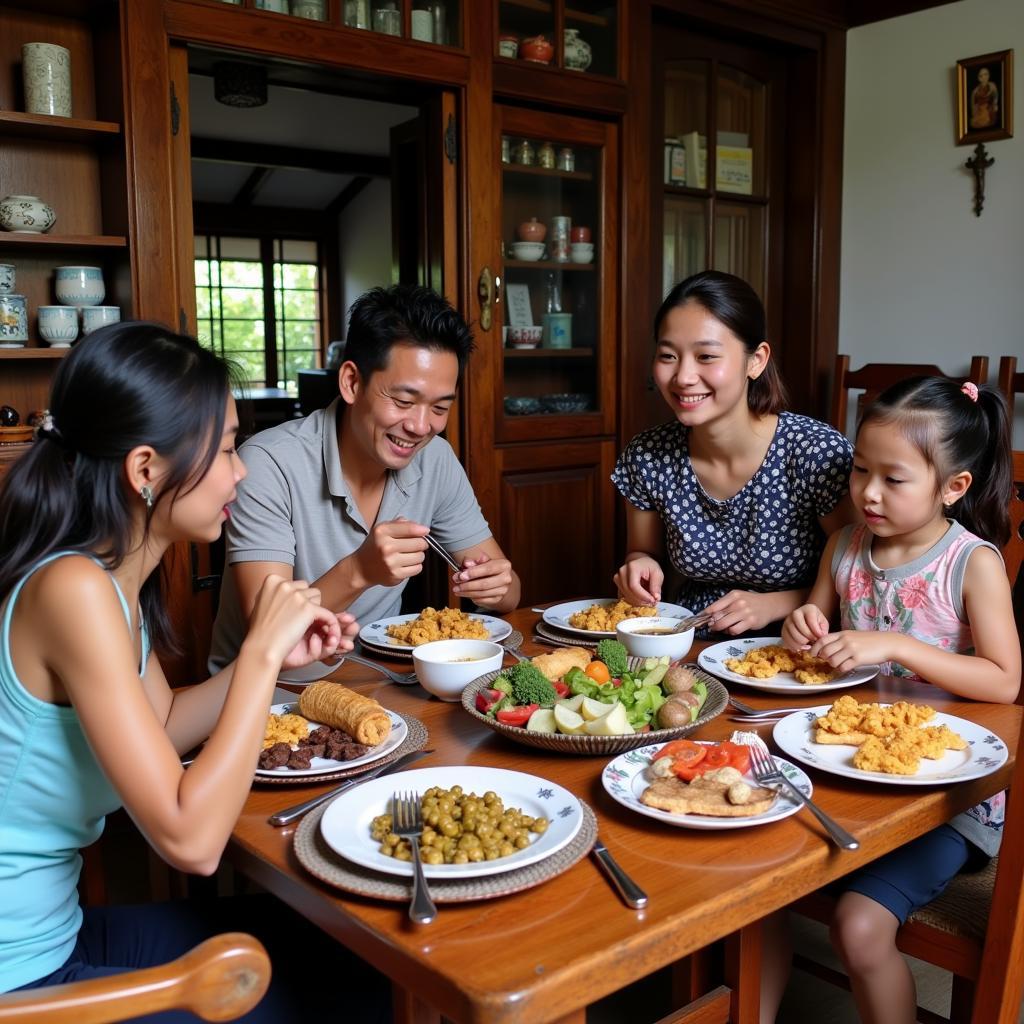 Family meal at a Kratie homestay