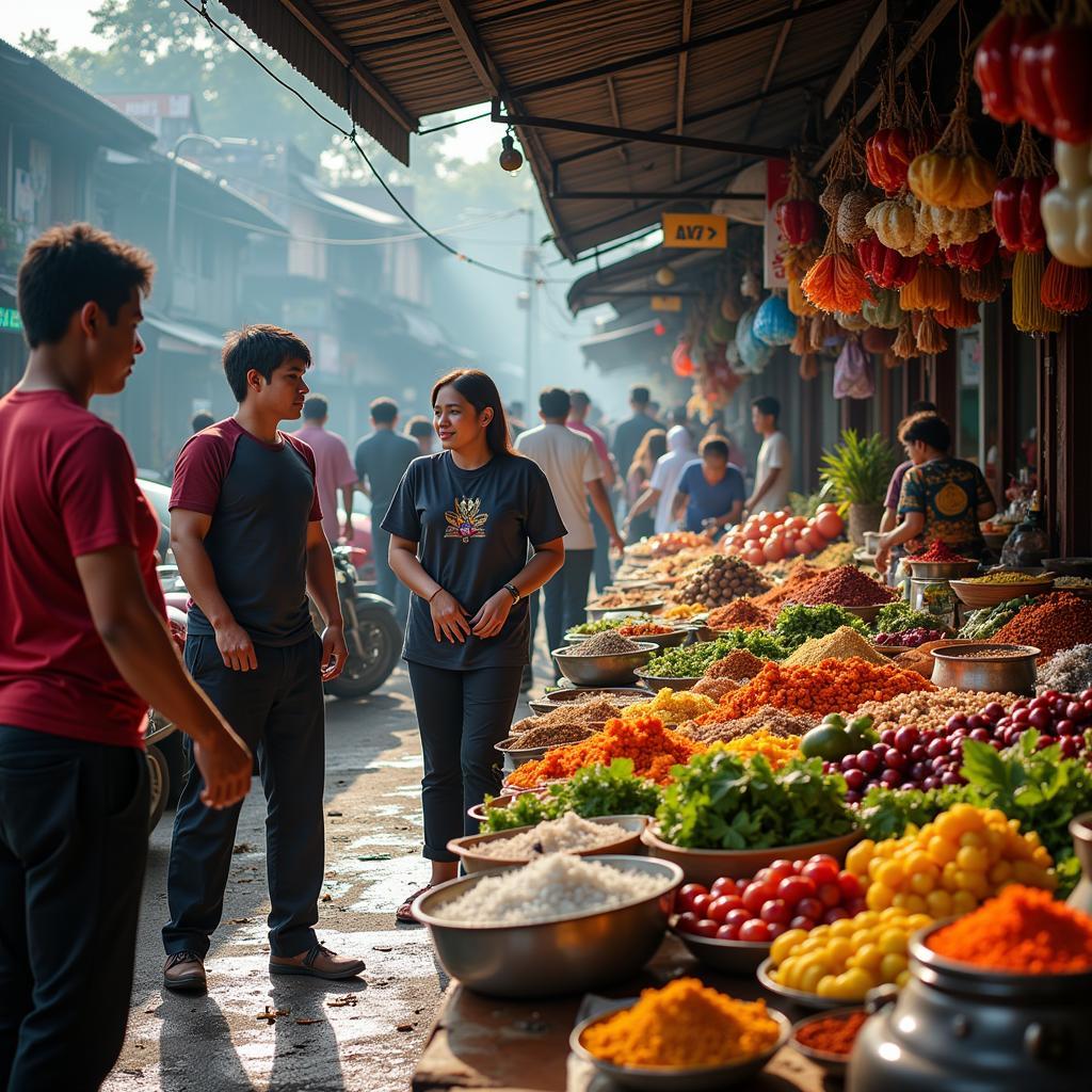 Bustling local market scene in Kuala Nerus