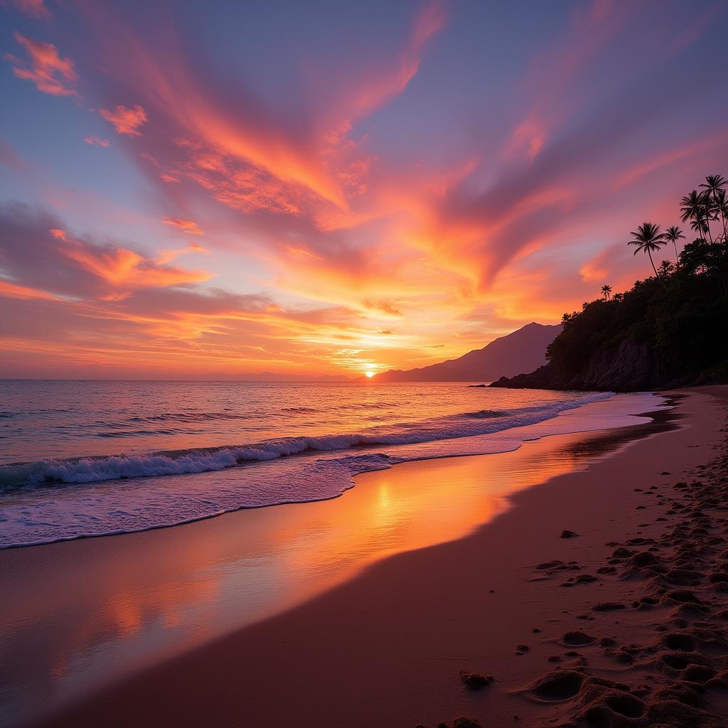 Stunning Sunset over Kuala Penyu Beach