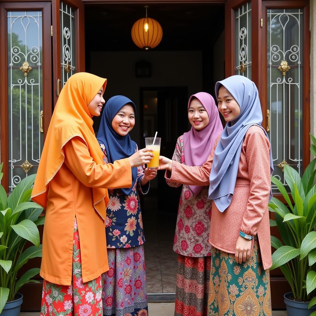 Malaysian family welcoming guests into their homestay in Kubang Semang