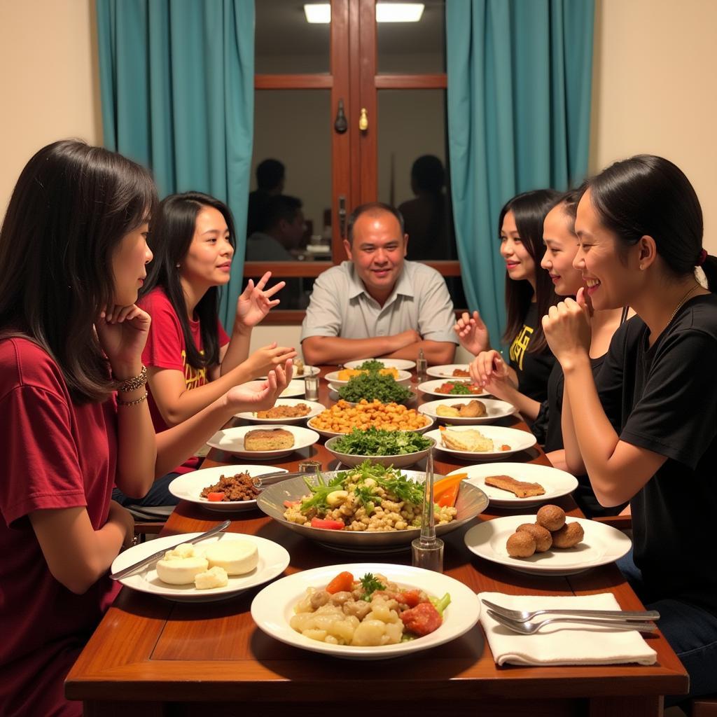 Enjoying a Meal with a Kuching Homestay Family