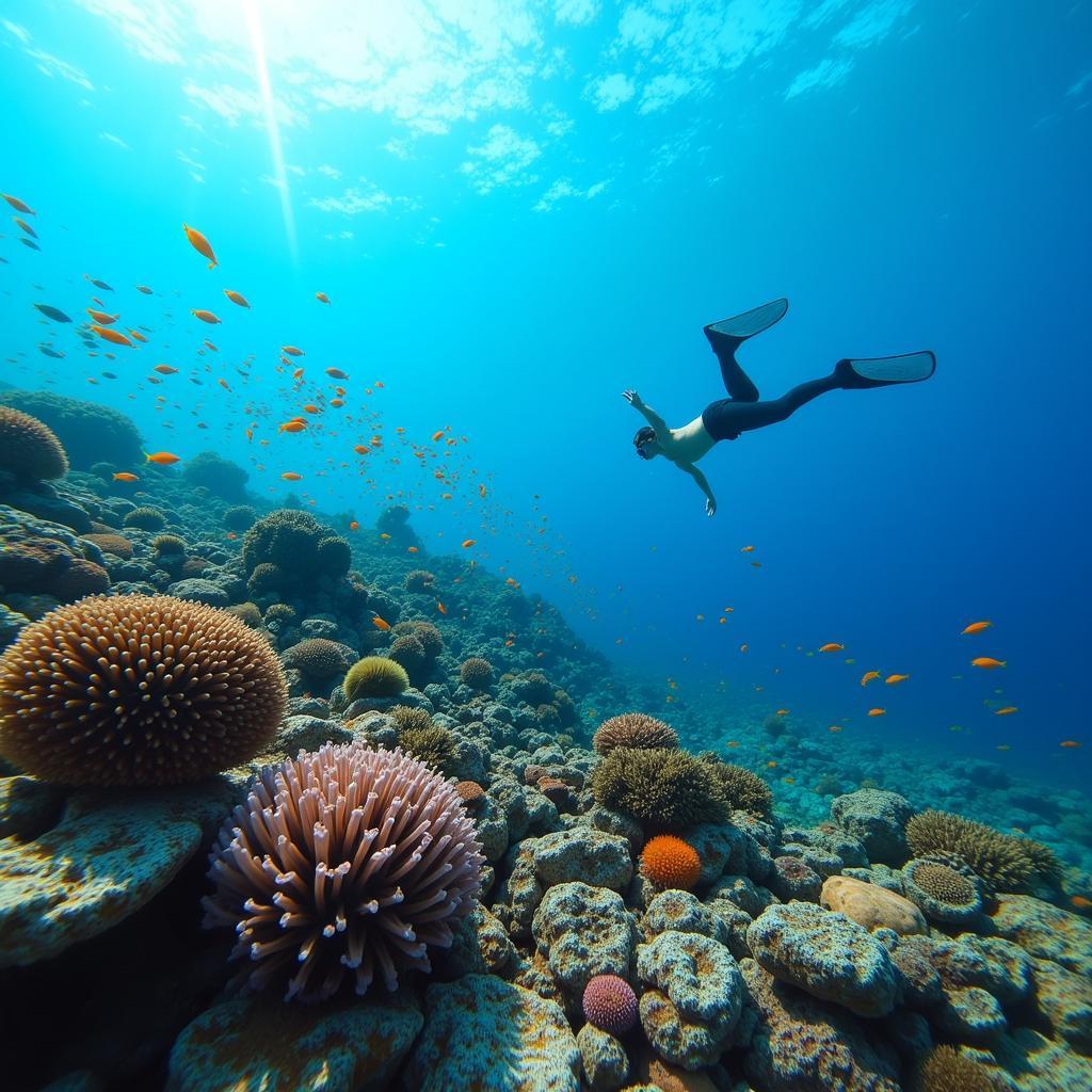 Snorkeling in the vibrant coral reefs of Kudat, Sabah