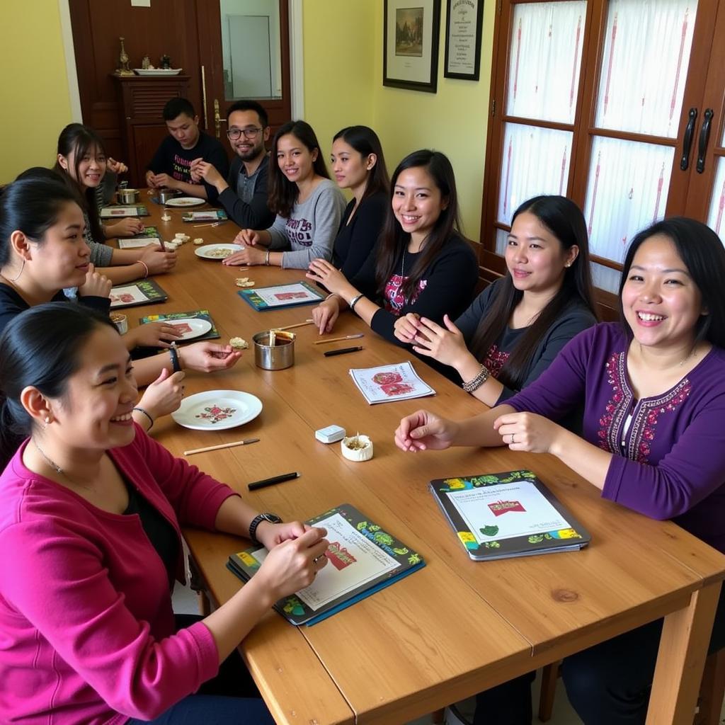 Guests enjoying a cultural exchange in Kundasang.