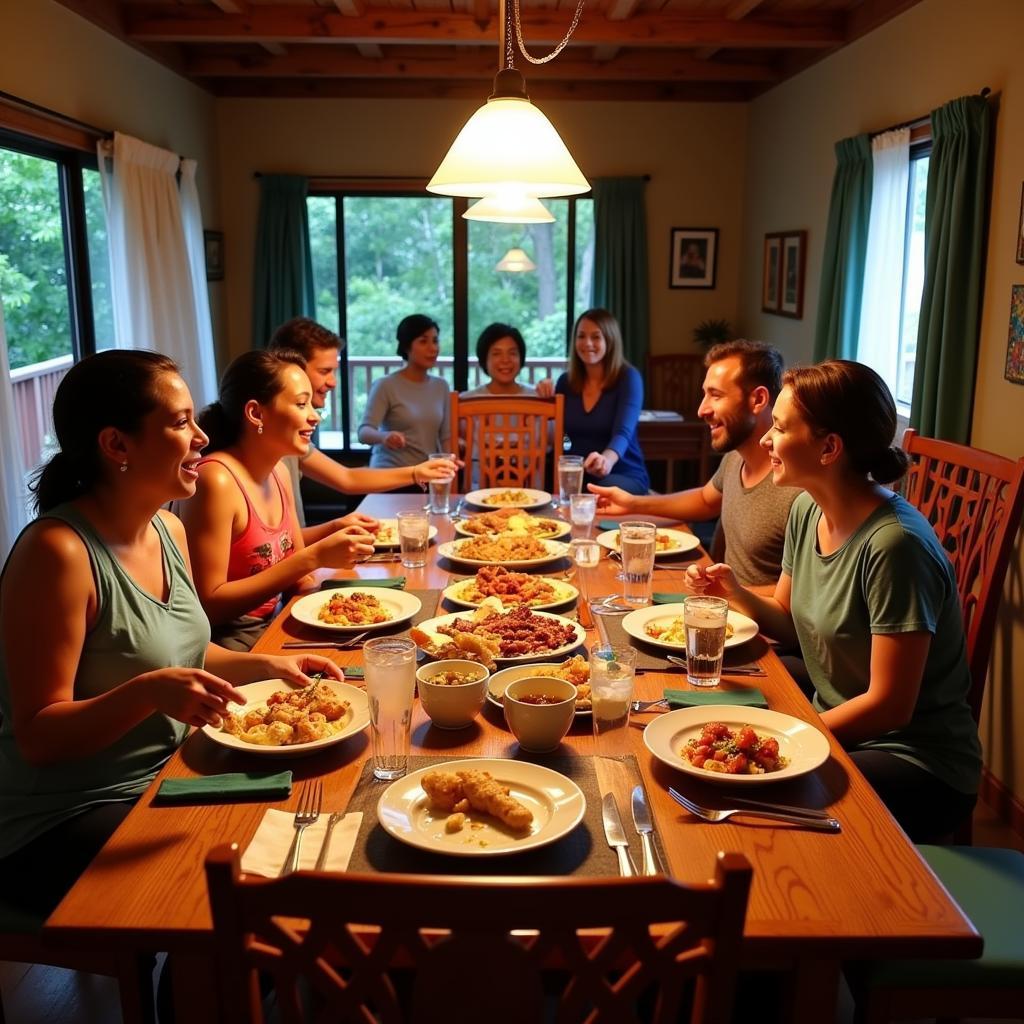 Family Dinner at a La Fortuna Homestay