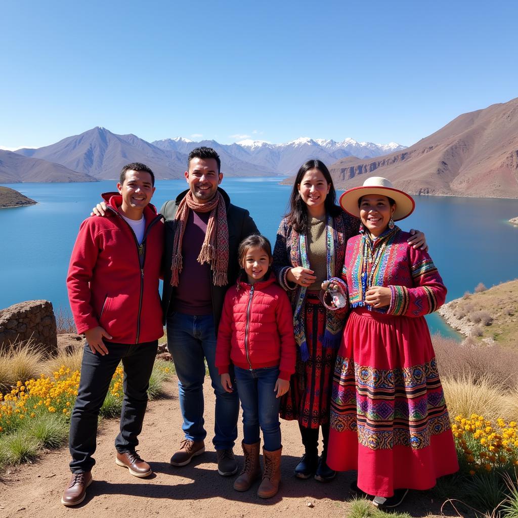 Family Welcoming Guests at a Lake Titicaca Homestay