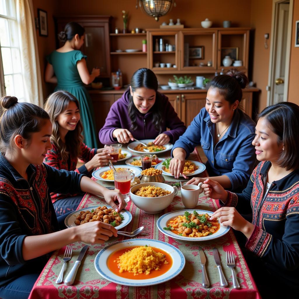 Sharing a Meal with a Host Family on Lake Titicaca