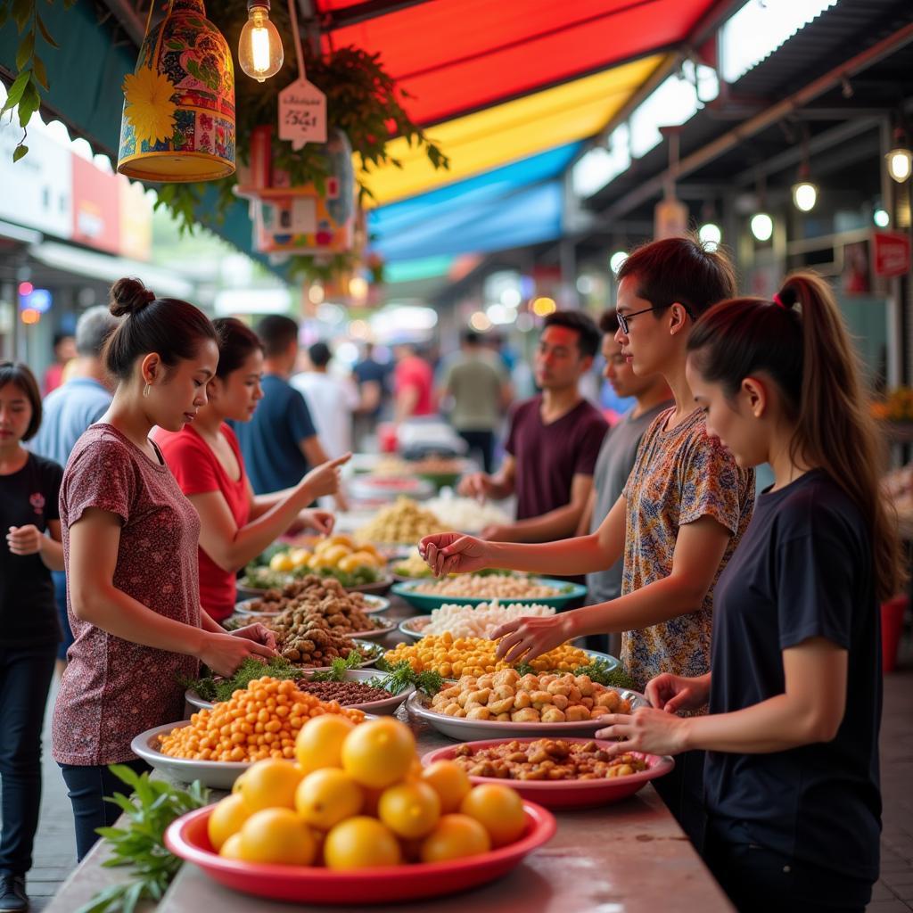 Exploring a bustling local market near a Johor Bahru homestay