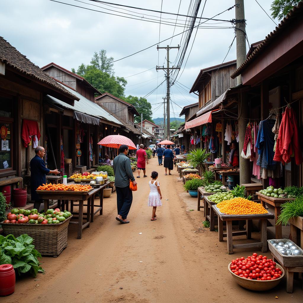 Bustling Market in Lukut Town