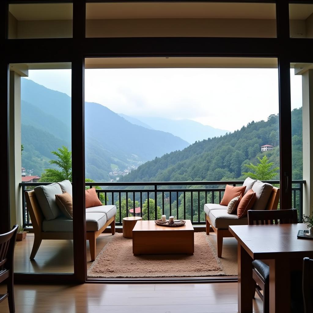 View from the balcony of a luxurious homestay in Katra