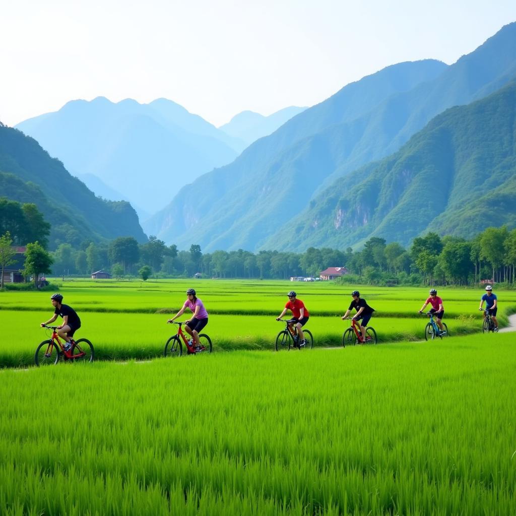 Cycling through Mai Chau Valley