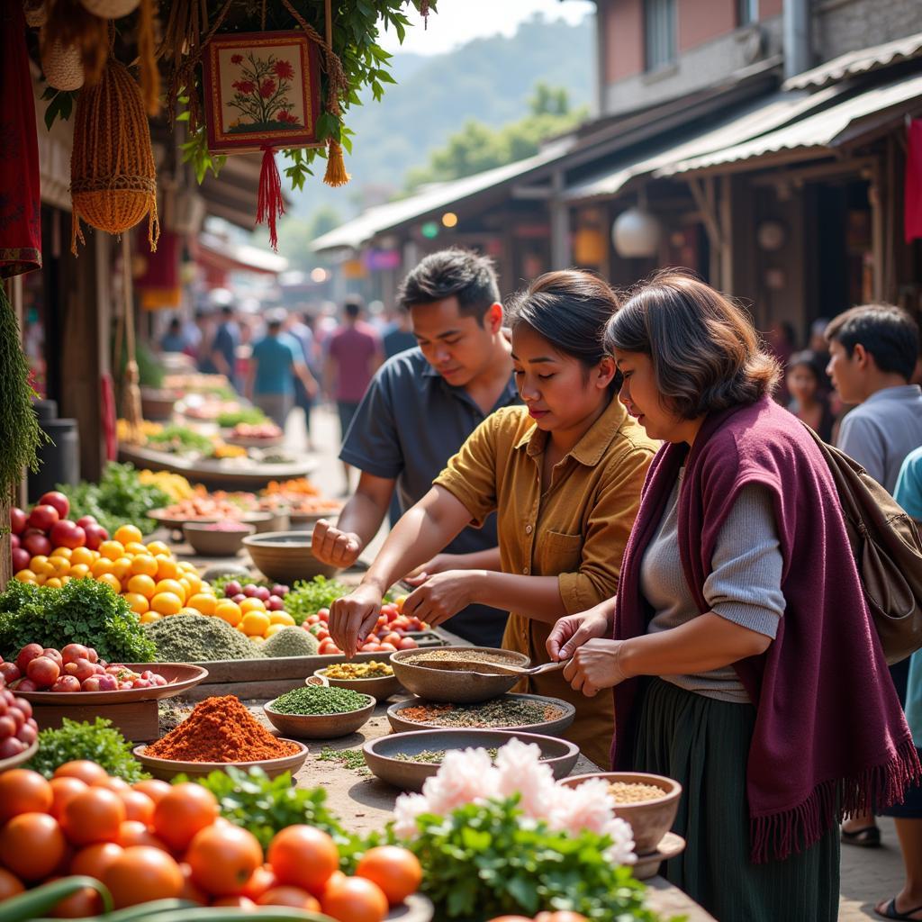 Visiting the local market with homestay host