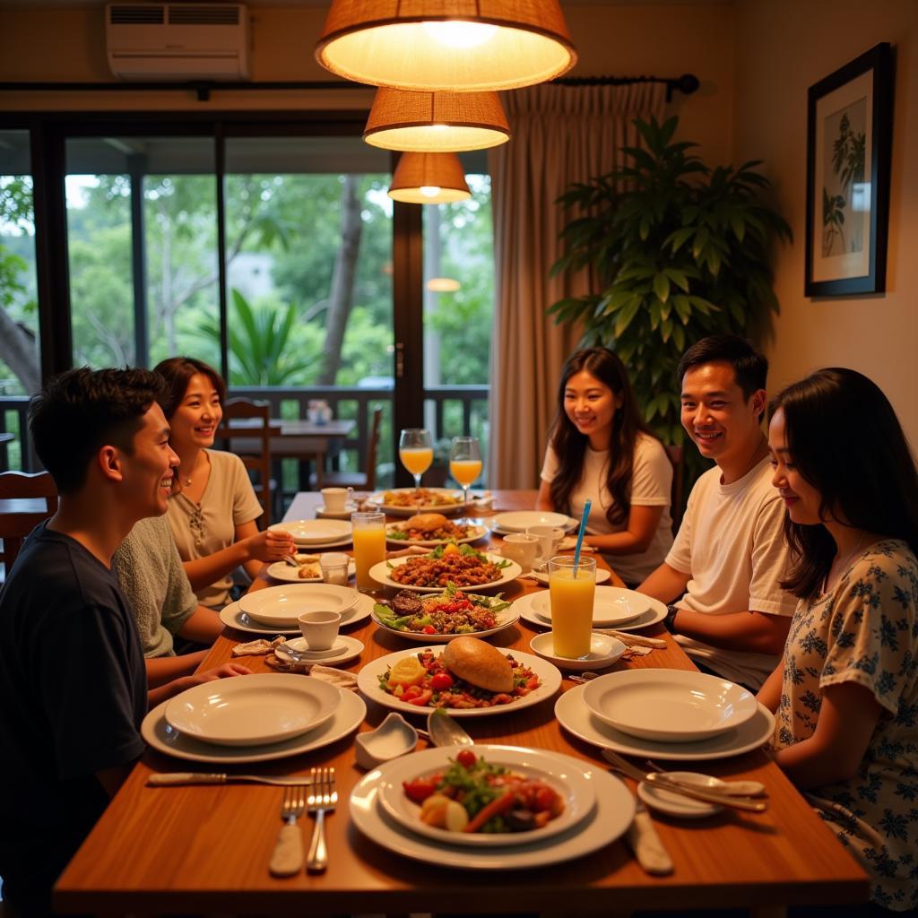 Sharing a Meal with a Malaysian Family in a Langkawi Homestay