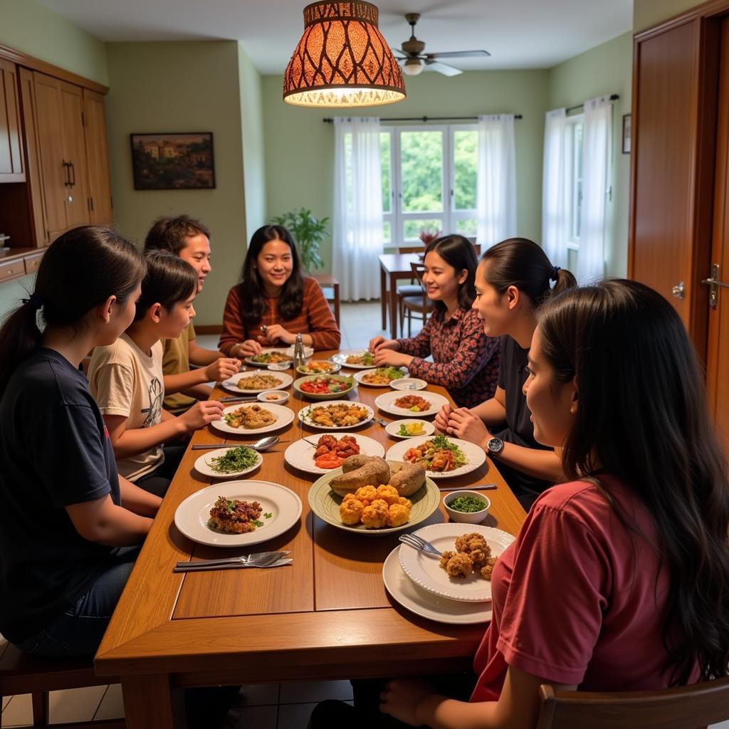 Enjoying a Traditional Malaysian Meal with the Family