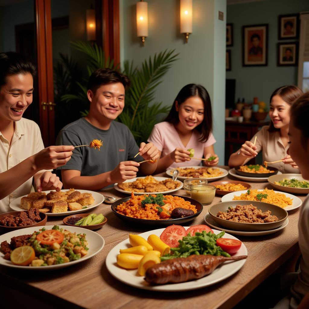 Malaysian family sharing a meal