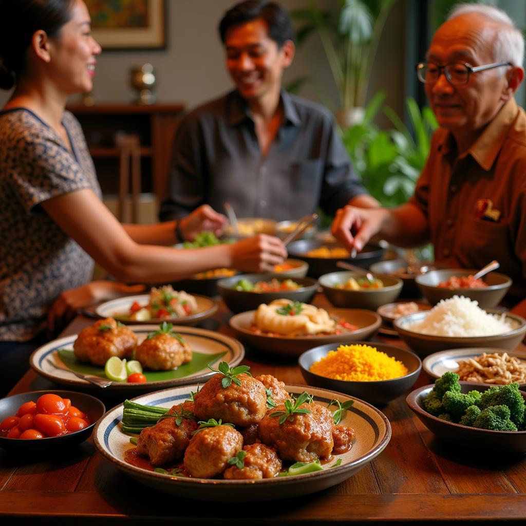 Enjoying a Traditional Malaysian Dinner with Your Homestay Family