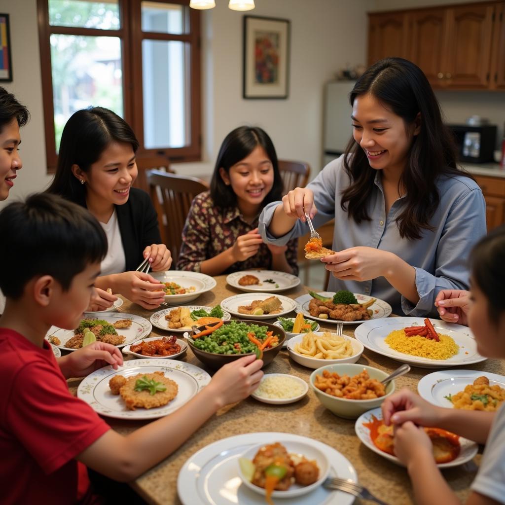 Enjoying a Family Dinner in a Malaysian Homestay